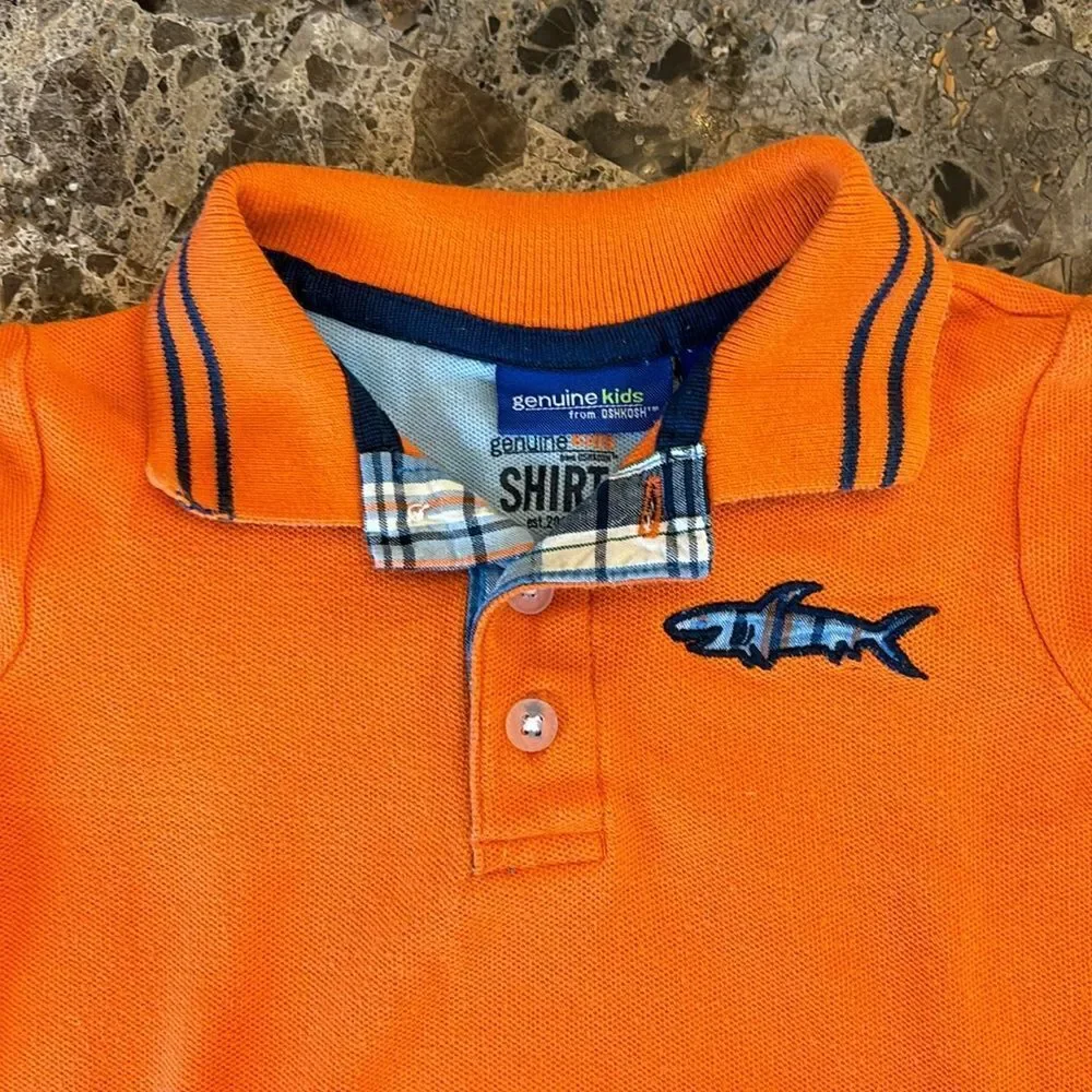 Oshkosh B’Gosh Genuine Kids Short Sleeve Orange Polo Shirt Size 12M 100% Cotton